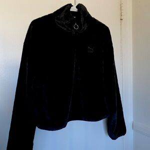 Puma Black Fur Collared Quarter Zip